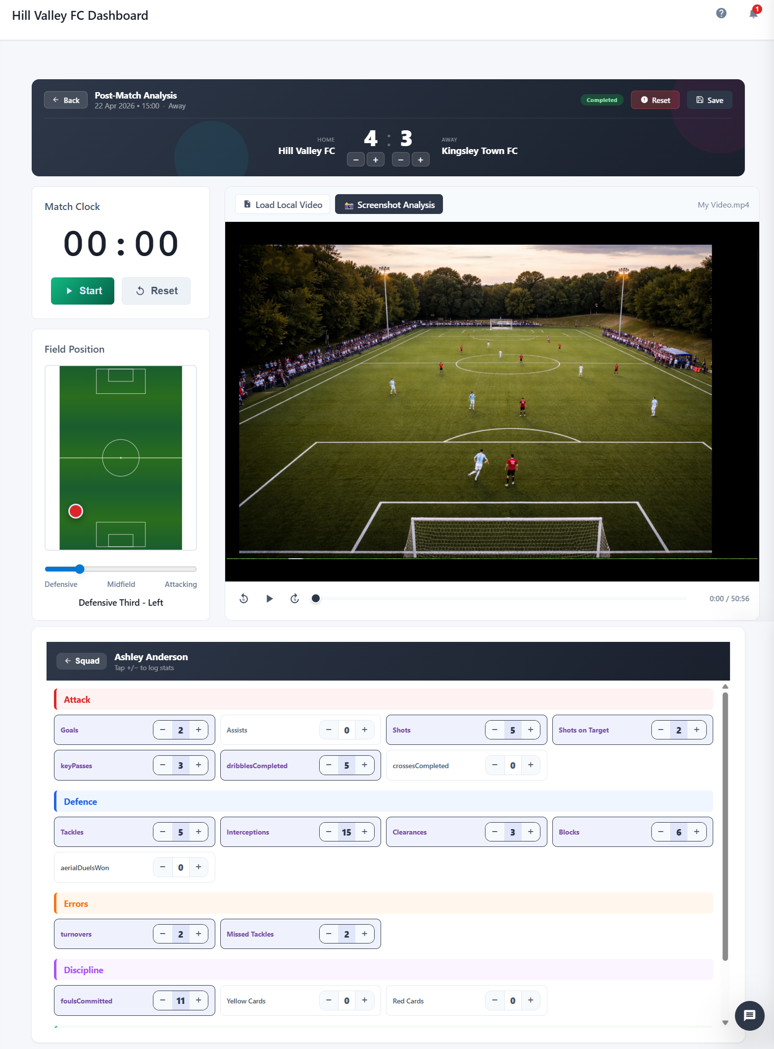 Post-Match Analysis with video playback